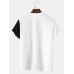 Mens Block Stripe Stitching Knitted Preppy Short Sleeve T  Shirts