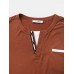 Mens Button Ribbon Design Pocket Casual Short Sleeve T  Shirts