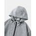 Men Knitted Pure Solid Color Zip Double Pockets Hooded Casual Hooded Jackets